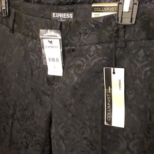 Black Brocade Express Columnist Ankle Low Rise Fitted Through Hip & Thigh Size 0